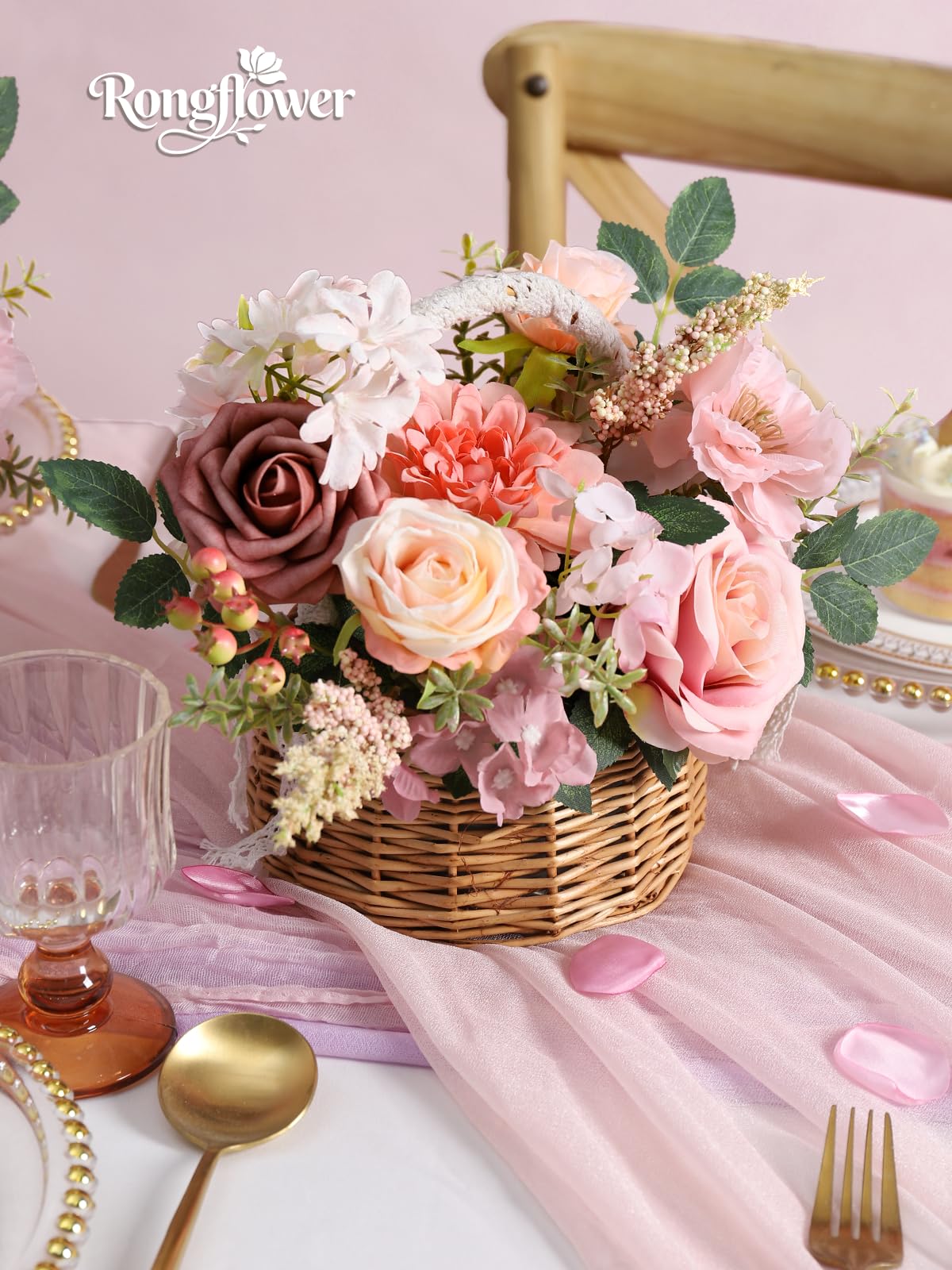 Rongflower seasonal pink roses for Christmas decorations and gifts