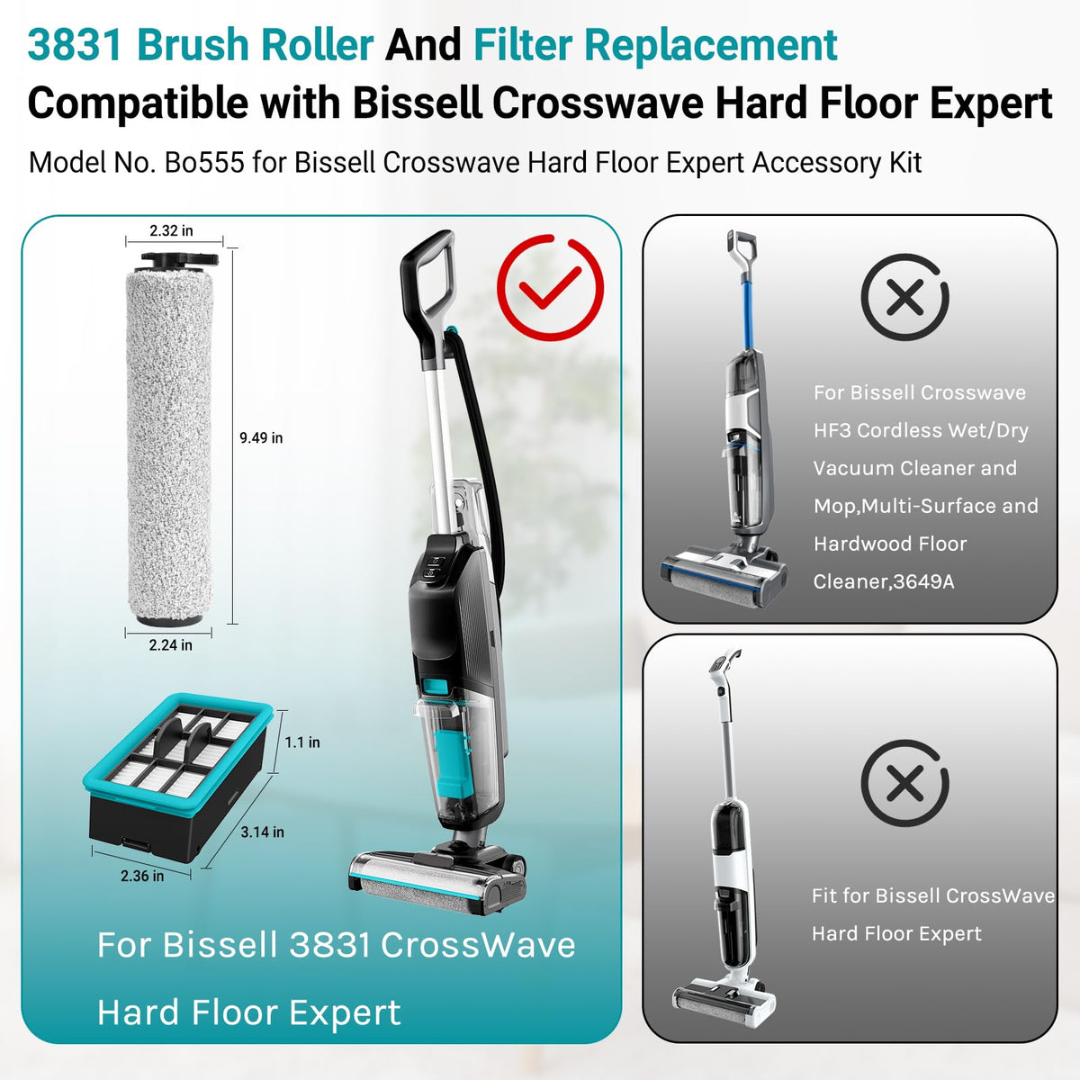 RONGJU 3831 filter close-up emphasizes dust capture for cleaner sealed floors.