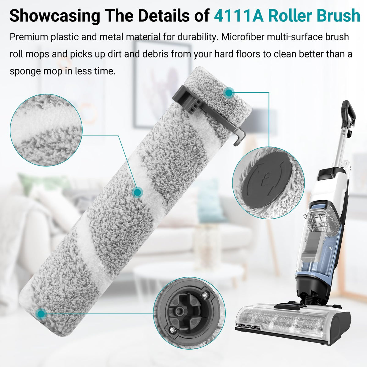 RONGJU 4111A microfiber brush close-up showing soft touch cleaning action.