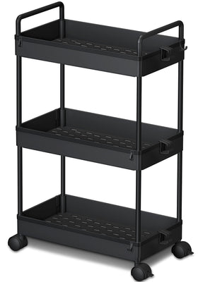 Ronlap 3-Tier Slim Rolling Cart side view for tight-space storage