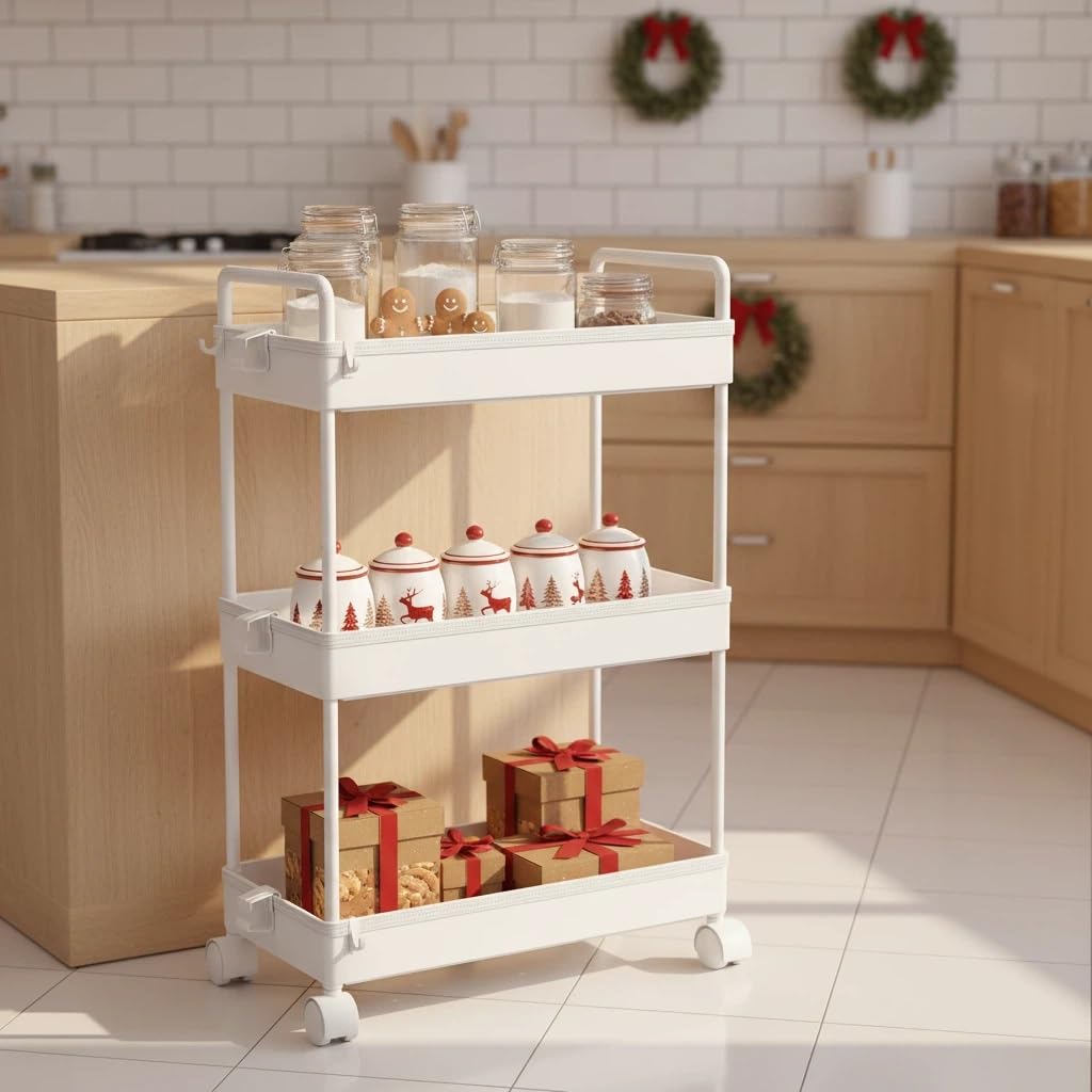 Ronlap bedside cart beside the bed for books and essentials