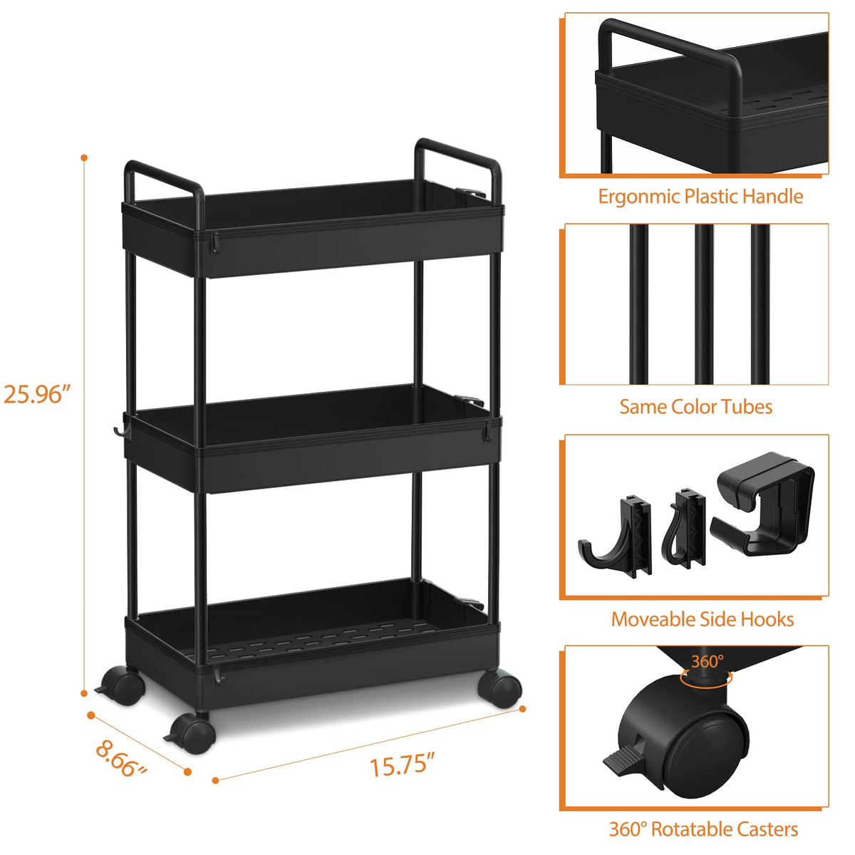Ronlap rolling cart in kitchen use for pantry and utensil organization