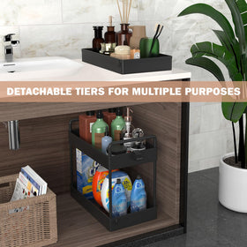 Ronlap slim cart placed under sink for easy access to cleaning supplies