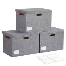Roobyl 17-inch collapsible storage bin with lid shown for closet organization.