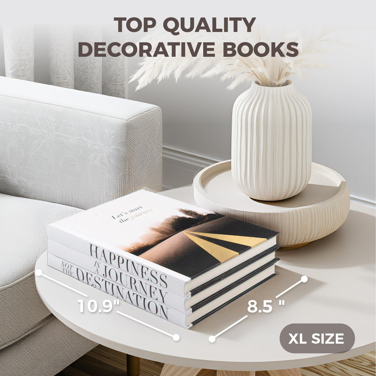 ROOMICLE white books with real pages inside add texture and depth to shelves