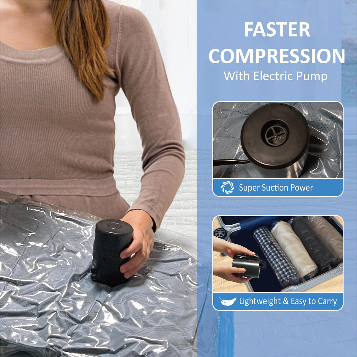 Roomimaster triple-seal bag shows airtight seal protecting contents.