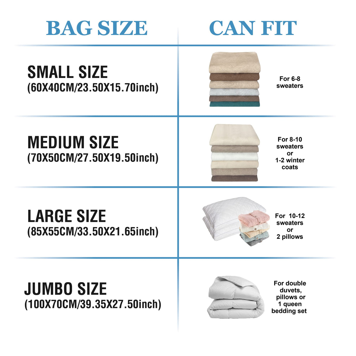 Roomimaster medium bags organize clothing while reducing suitcase volume.