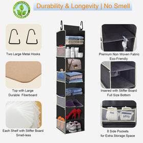 RoomTalk dual hanging options with hooks and Velcro strap fit various closets.