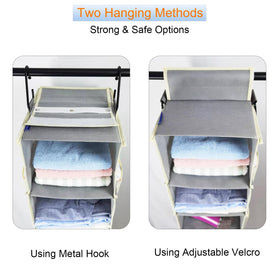 RoomTalk wide-shelves closet organizer provides roomy storage for clothes and shoes.