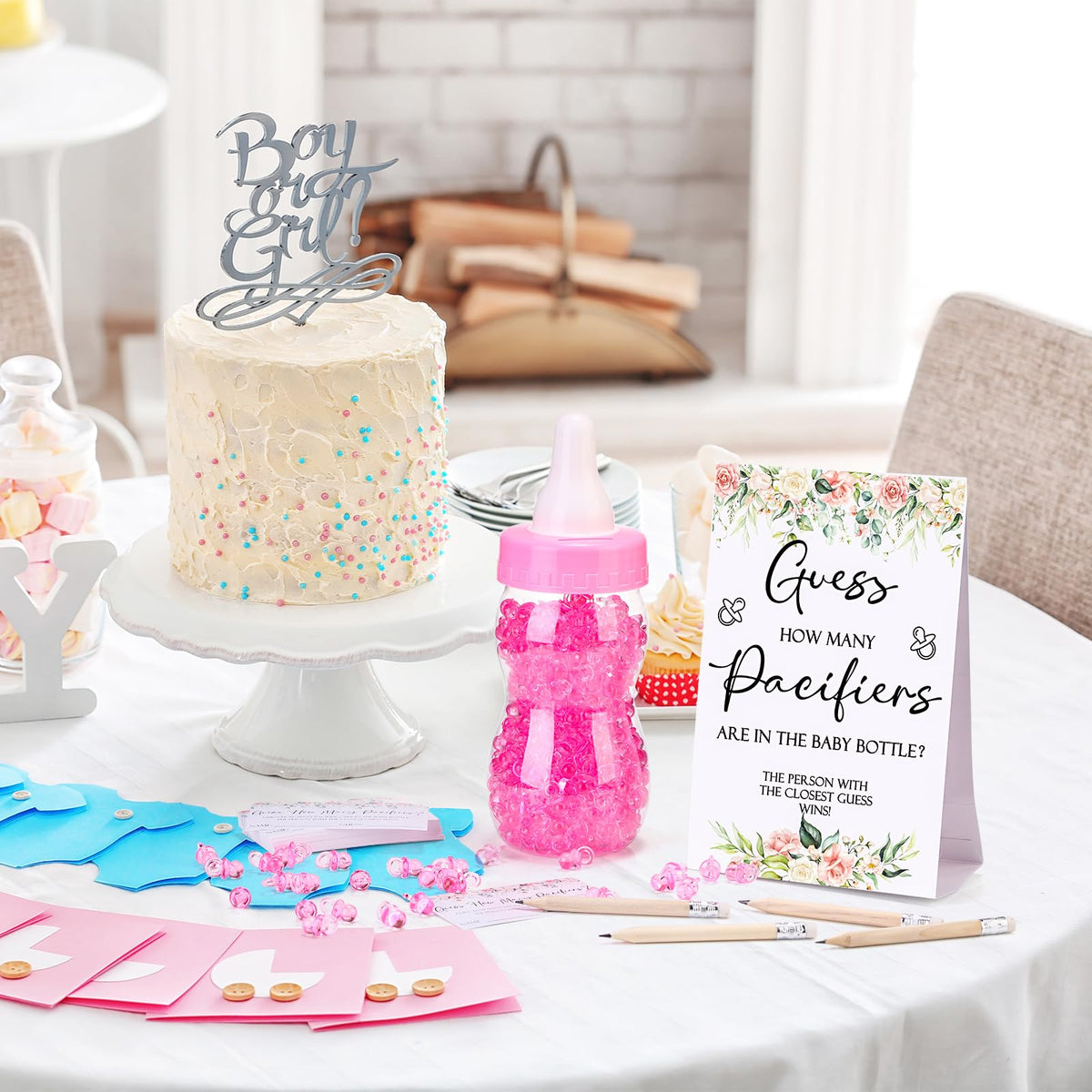 Roowest baby shower decorations set with pink accents