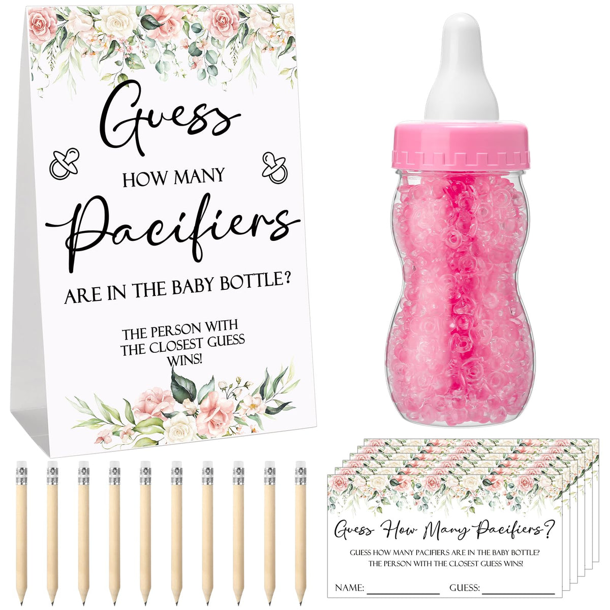 Roowest Guess How Many Pacifiers sign for elegant baby shower games