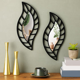 Roowest two piece leaf teardrop mirrors on wall enhance modern elegance and light
