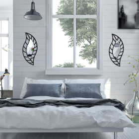 Roowest leaf teardrop mirror on wall adds space sense and charm
