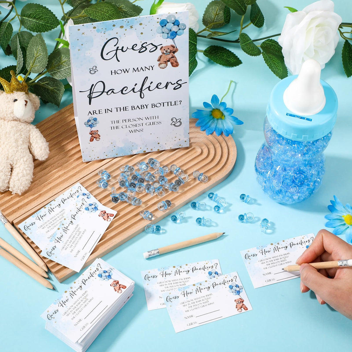 Roowest mini baby pacifiers used as decor and favors