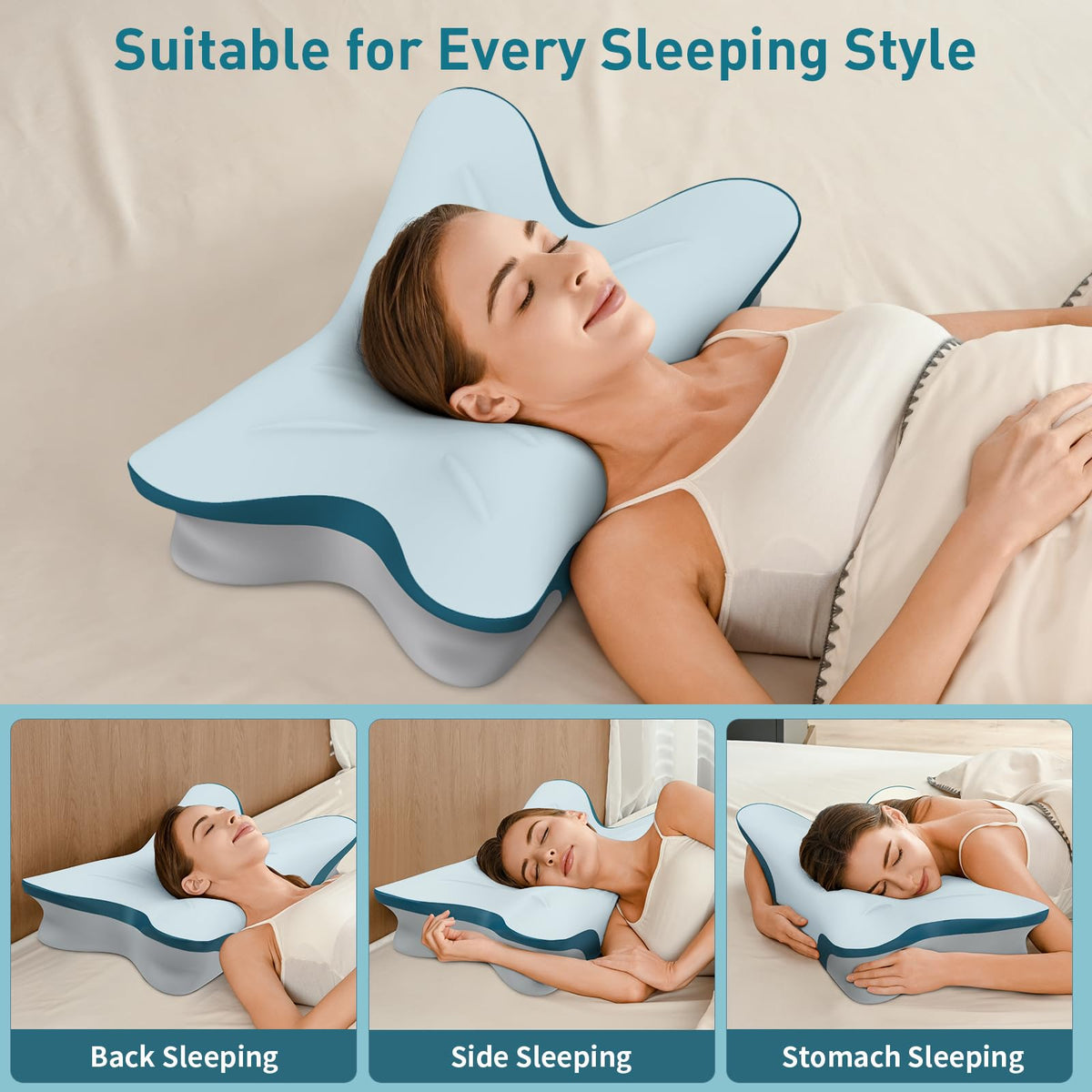 ROPU Cervical Pillow removable cover for easy washing and hygiene.