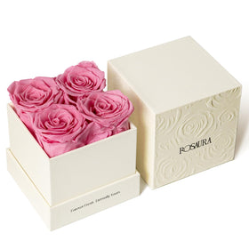 Rosaura eternal roses gift box closeup showing luxurious preserved blooms