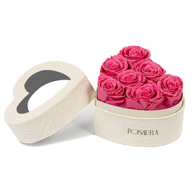 Rosaura heart-shaped preserved roses box with seven roses for a long-lasting keepsake