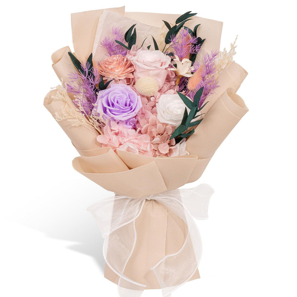 Rosaura preserved flowers bouquet pink – long-lasting color for elegant home décor.