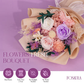 Rosaura preserved flowers in vase pink ready to brighten shelves and tables.