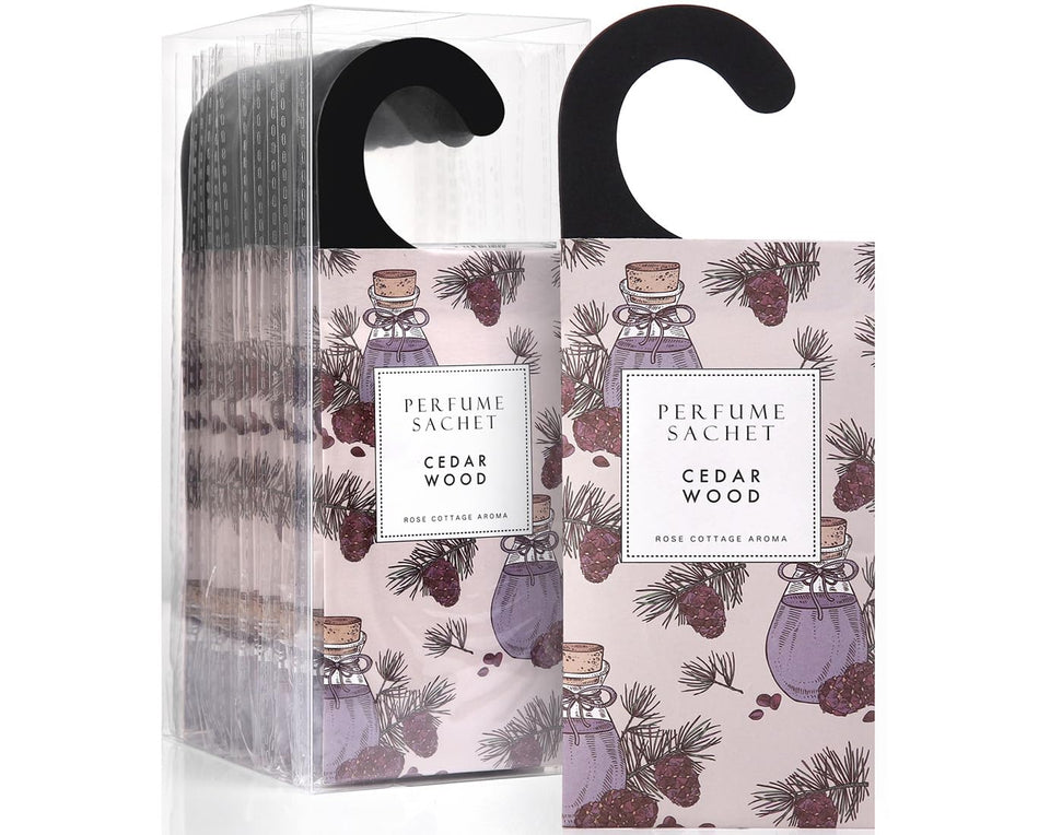 ROSE COTTAGE cedar wood hanging deodorizer in closet for lasting freshness