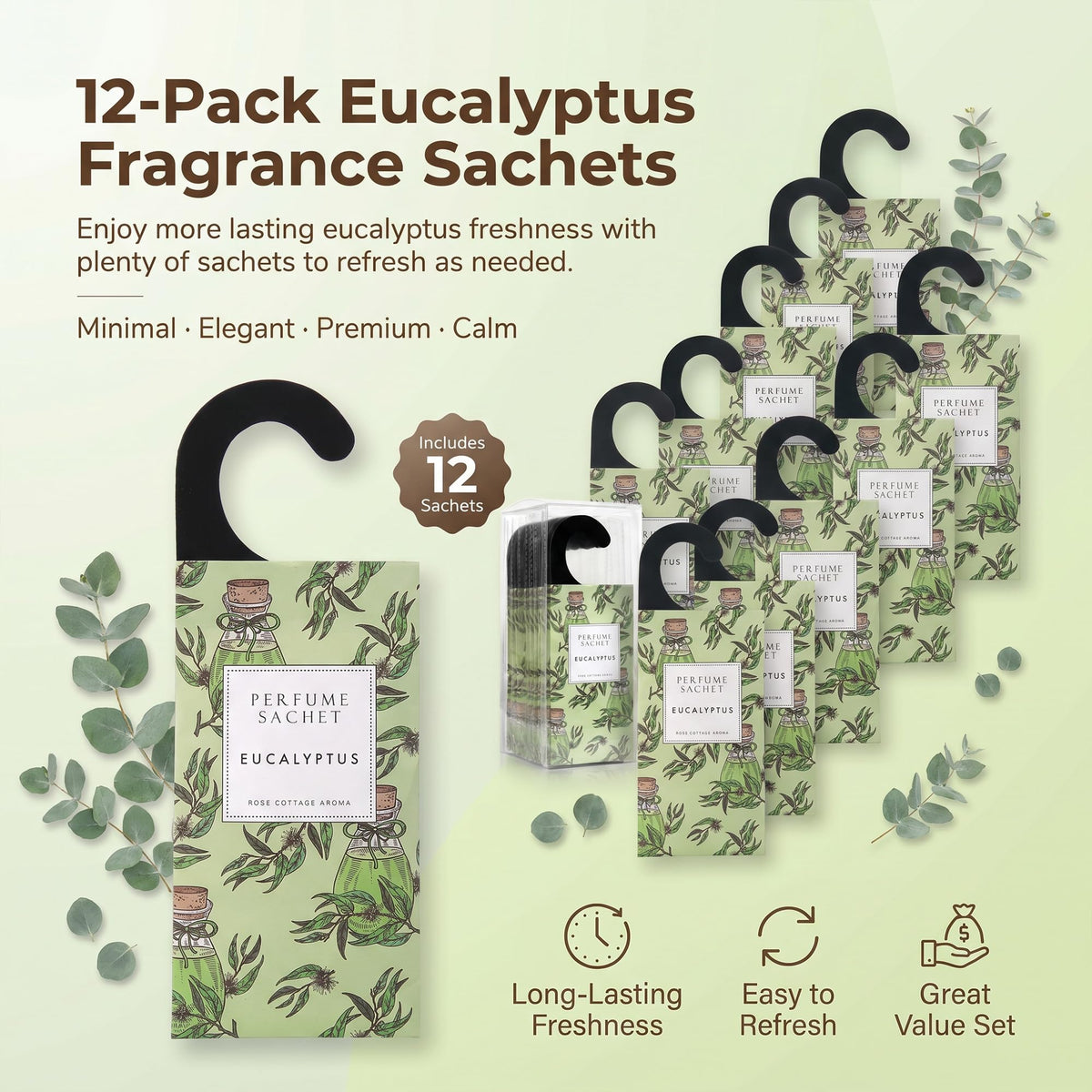 ROSE COTTAGE room deodorizer sachets provide convenient, ongoing scent diffusion