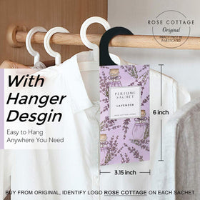 Rose Cottage linen scented sachet hung in wardrobe for fresh air