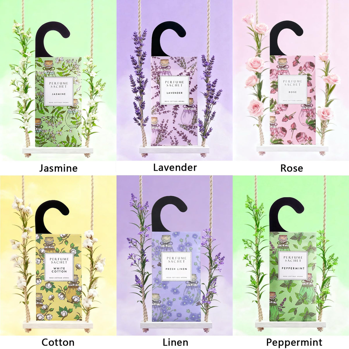 Rose Cottage mint scented sachet hanging for a refreshing space