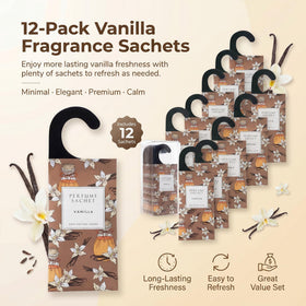 Rose Cottage Vanilla sachets refresh small spaces and closets efficiently.