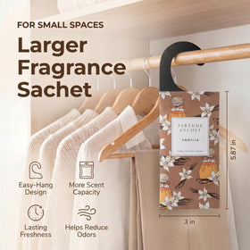 Rose Cottage Vanilla scented sachets provide long-lasting fragrance for any room.