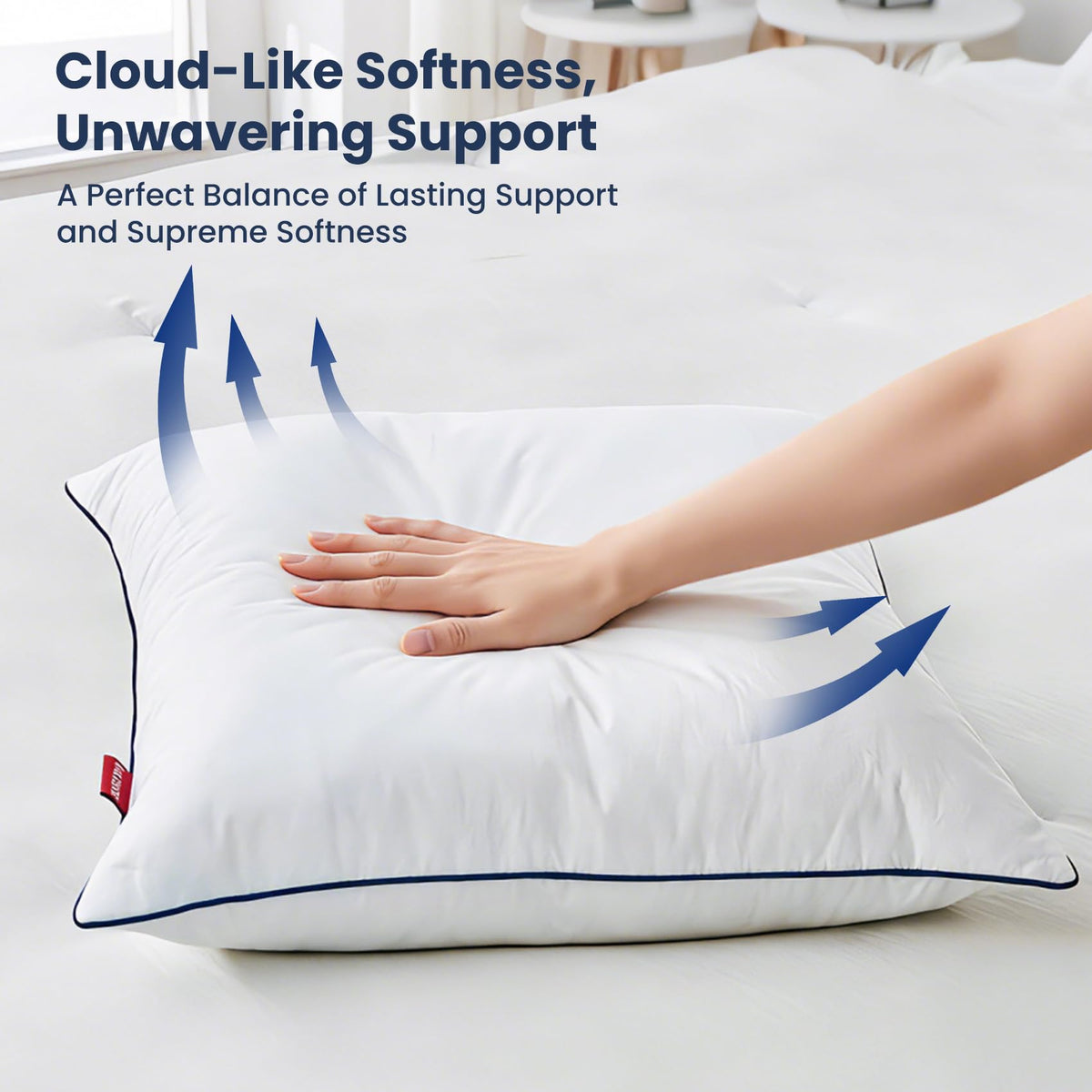 ROSE FEATHER pillow insert on bed suitable for reading and relaxation