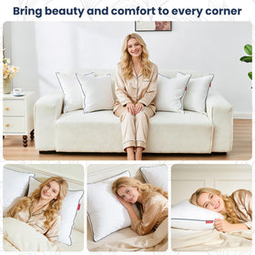 ROSE FEATHER pillow insert in a living room decor setting