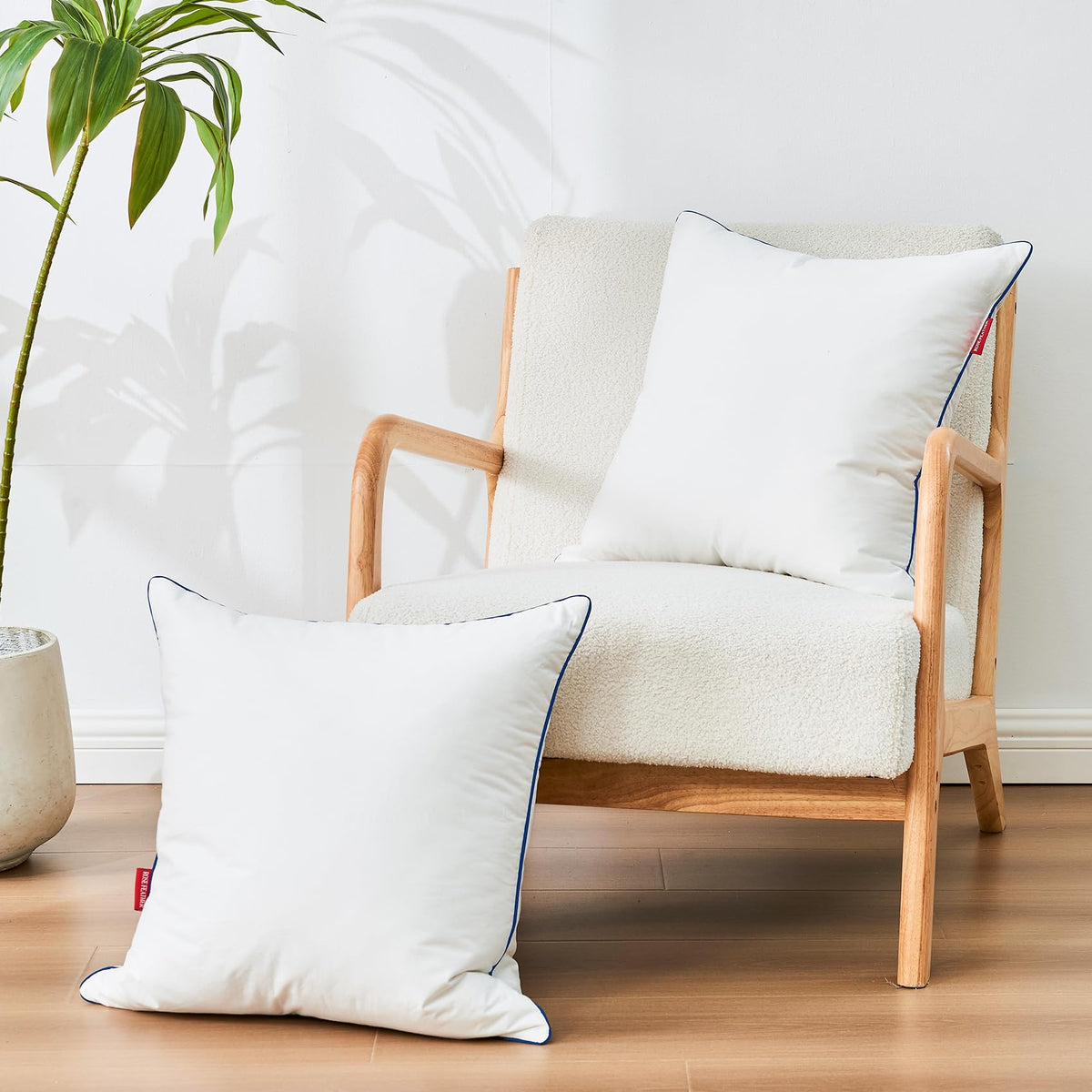 ROSE FEATHER pillow insert in vacuum pack showing easy storage and readiness