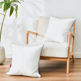 ROSE FEATHER pillow insert in vacuum pack showing easy storage and readiness