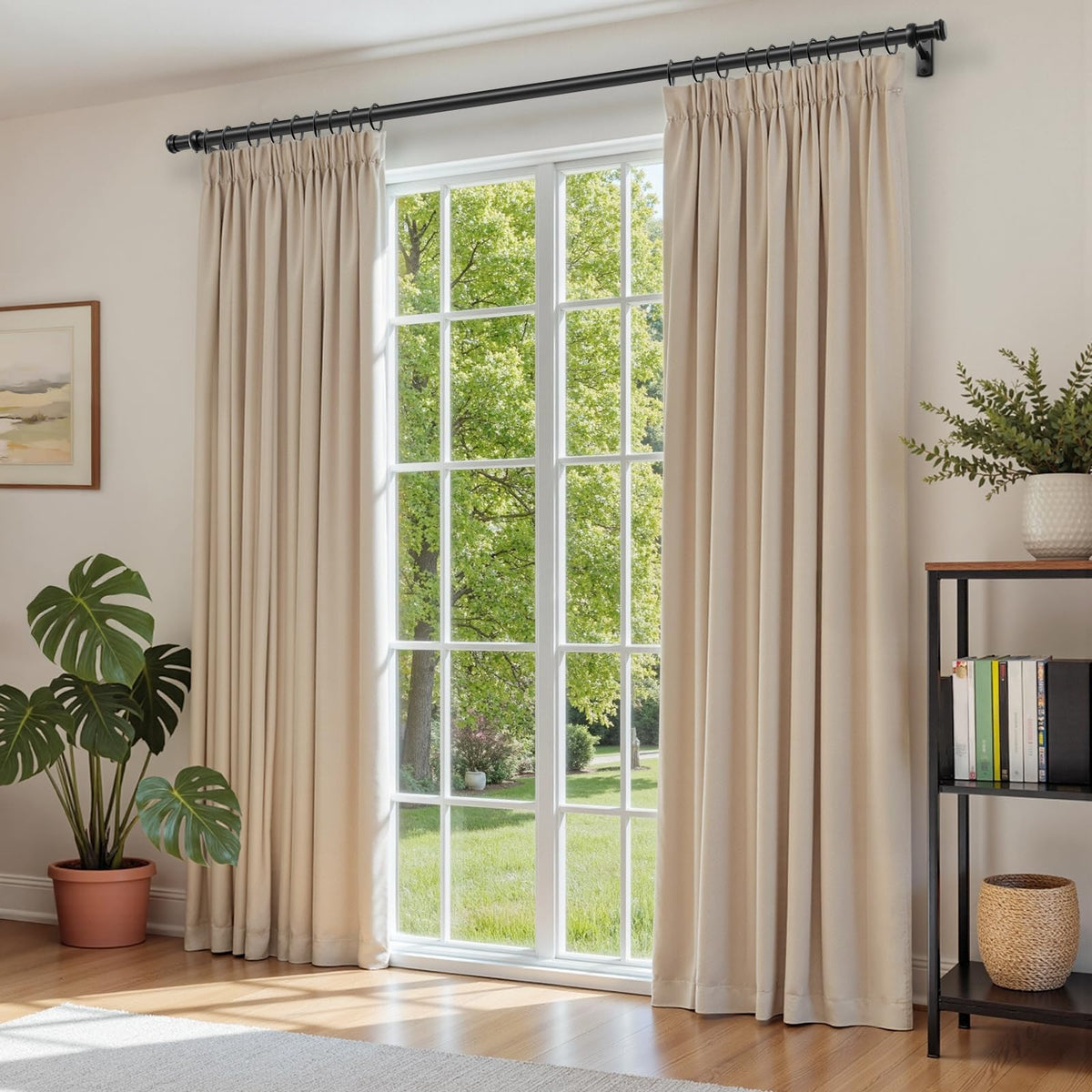 Rose Home Fashion 1-Inch Black Curtain Rod assembly for quick setup