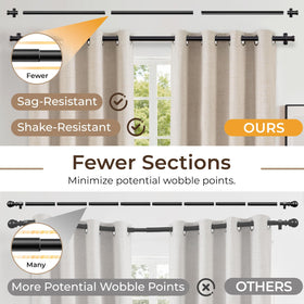 Rose Home Fashion 1-Inch Black Curtain Rod wall mount option for versatile placement