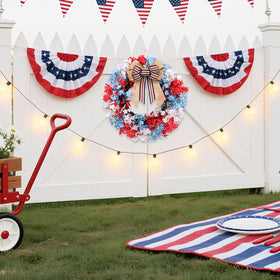 RoseCraft patriotic wreath suitable for indoor and outdoor display on walls or porches