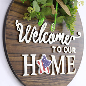 RoseCraft round wood wall hanging wreath for year-round farmhouse appeal