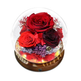 Roseeluxee preserved rose in glass dome, a long-lasting romantic display for your home.