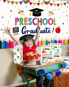 Roselush vibrant pre-k decor bags enhance colorful graduation setup