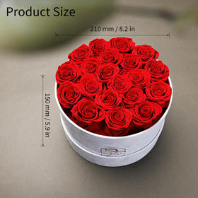 Rosemoir preserved rose close-up in red tones, showing lifelike petals and lasting beauty.