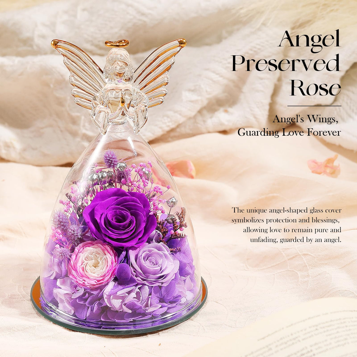 RoseValley purple preserved rose inside glass for timeless gifting