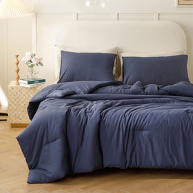 ROSGONIA navy blue bed setup showcases elegant boho style.
