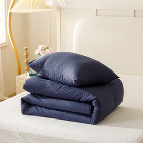 ROSGONIA navy blue pillowcase detail shows secure stitching.