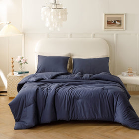 ROSGONIA navy blue pillowcases provide soft, durable sleep accessories.