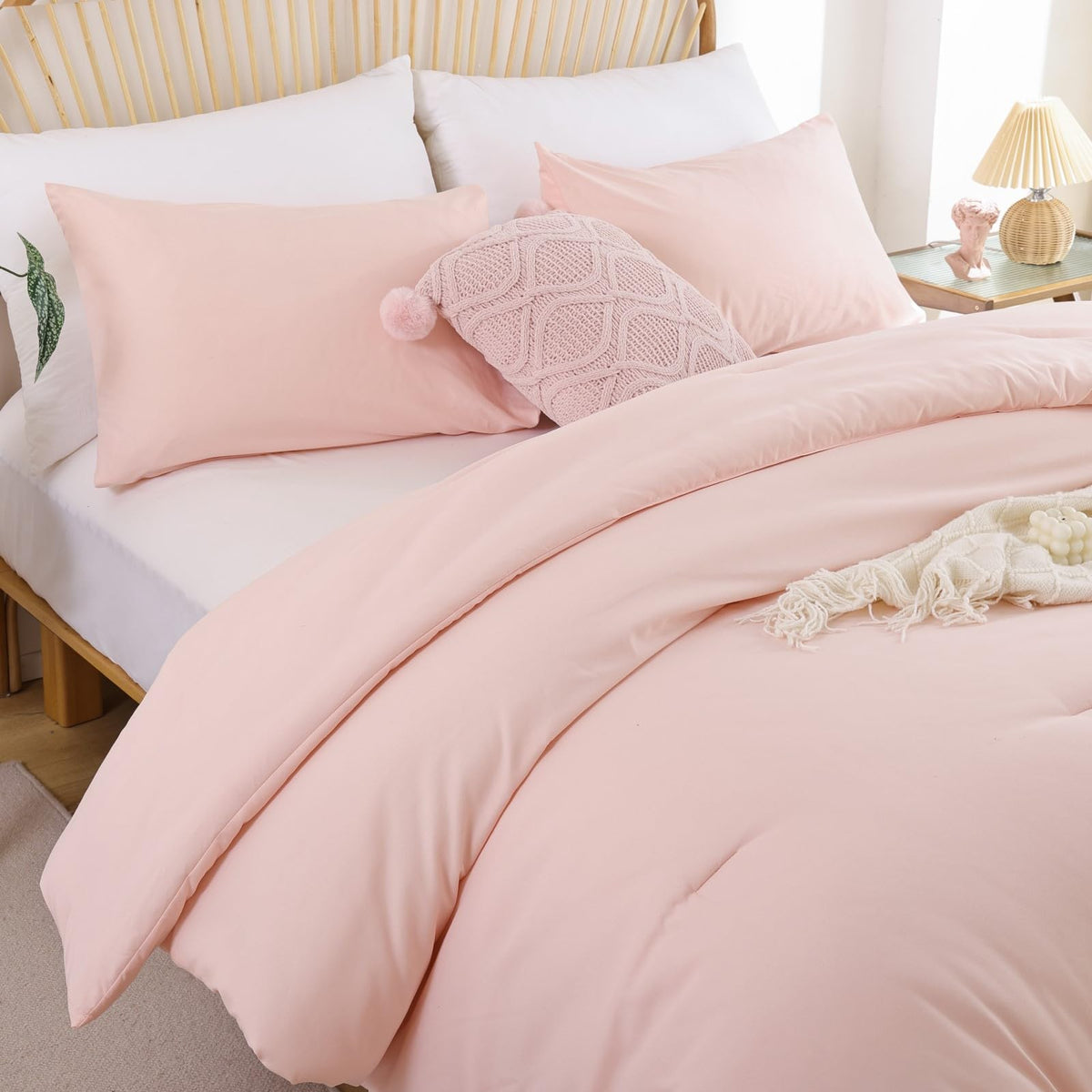 Soft polyester fabric close-up reveals a gentle hand feel.
