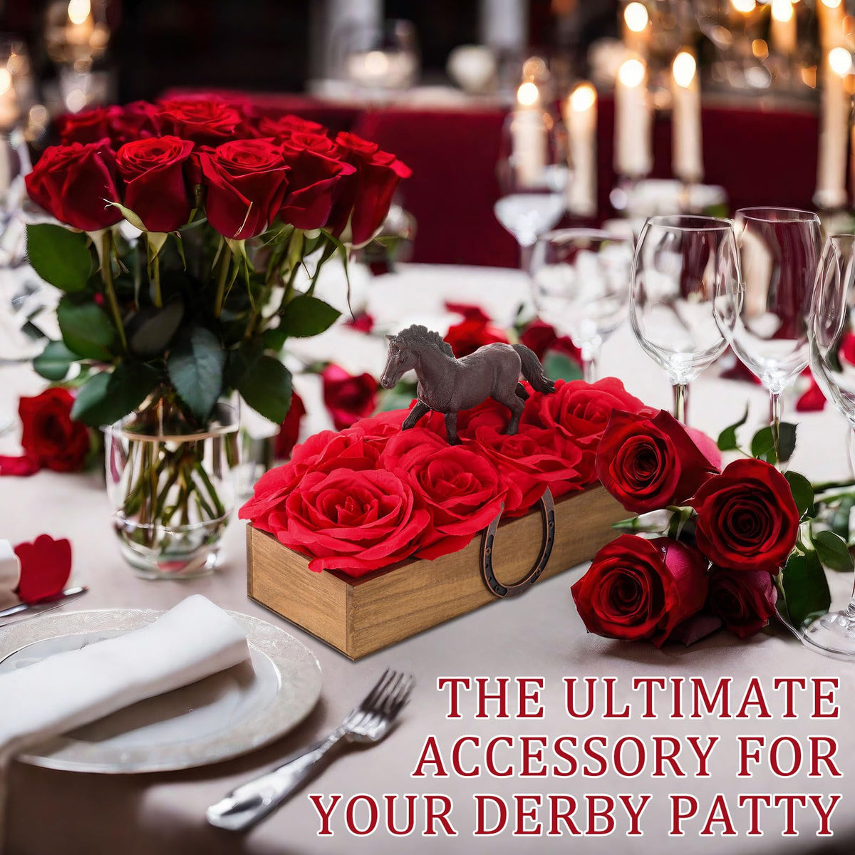 Roshtia 24-pack simulated rose heads create lush, long-lasting table petals.