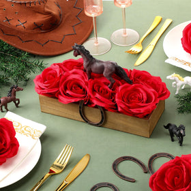Roshtia wooden planter box with sponge padding elevates rose displays.