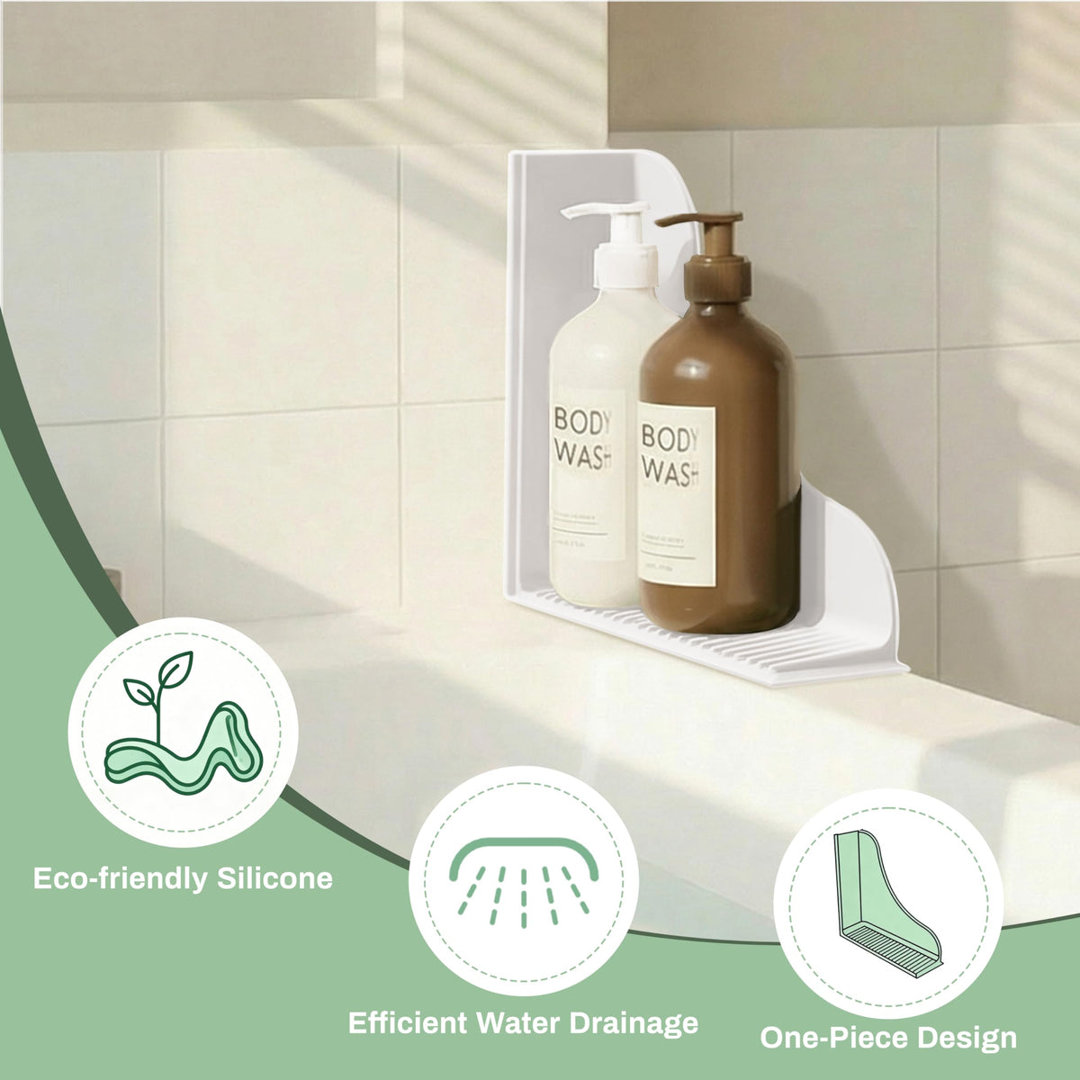 Roslim silicone guard is durable and flexible, reducing snag during showers.