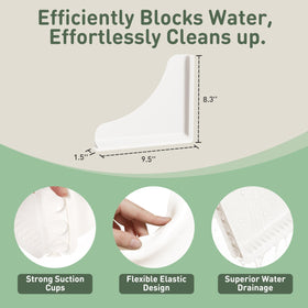 Roslim corner guard installed at tub edge reduces water splashes for renters