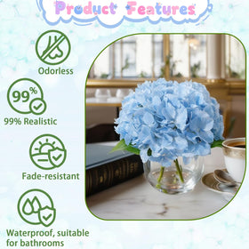 Rosscer blue hydrangea appears lifelike and UV-resistant near sunny windows.